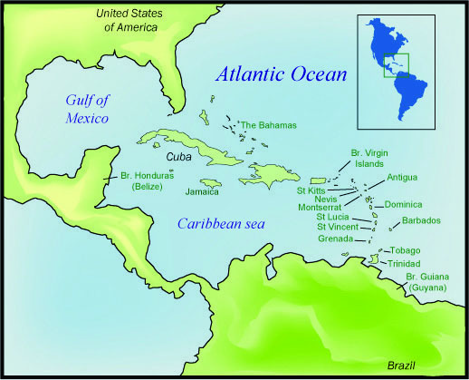 Caribbean map