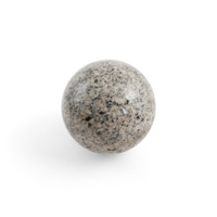 Ball. An extremely smooth polished ball of grey and black speckled granite, about the size of a softball.
