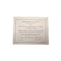 Class ticket of Francis Aberdein to MacGillivray class, 1842-43