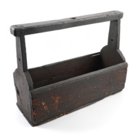 Yarnet. A rectangular wooden box about a foot and a half lonf with a handle.