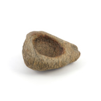 Cup. A lump of brown rock with black veins, with a cup shaped hollow carved out.