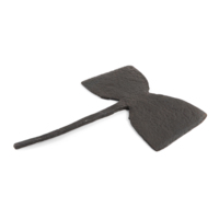 Dye bath paddle. A large flat piece of iron shaped like a bowtie, with a thin handle projecting from the centre.