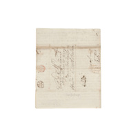 Front of a letter addressed to Charles Gordon Esquire, with ink postage stamps on it.