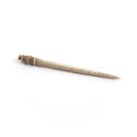 Pin. A pin made of bone, about three inches long. A small thistle is carved on one end.
