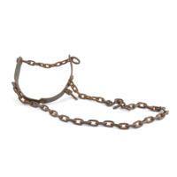 Bull harness. A large iron collar with chains.