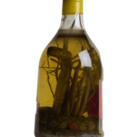 Image of bottle of medicinal wine containing a snake.