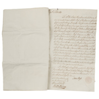 This page of the document has the text of the manumission certificate: &quot;I the said John Ross have manumitted, enfranchised and set at liberty the the mulatto child of the said Bella named Sophia aged about nine years&quot;. The text is signed by witnesses and there is a small wax seal on the page.